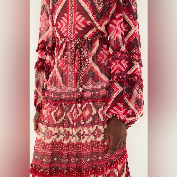 Farm Rio: Red Graphic Ainika Belted Tiered
Maxi Dress - Picture 3 of 9